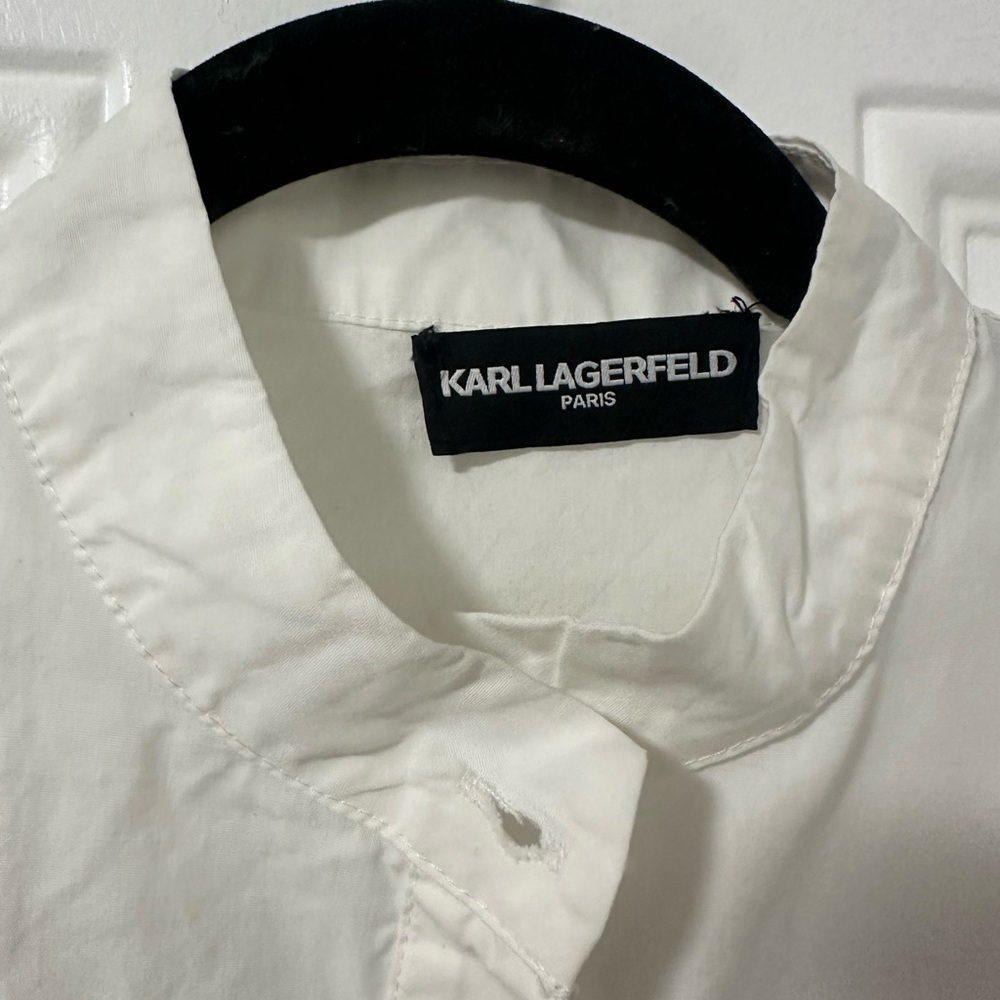 Karl Lagerfeld Paris White Cotton Button-Front Tunic Blouse Size Small NWT - Picture 2 of 13